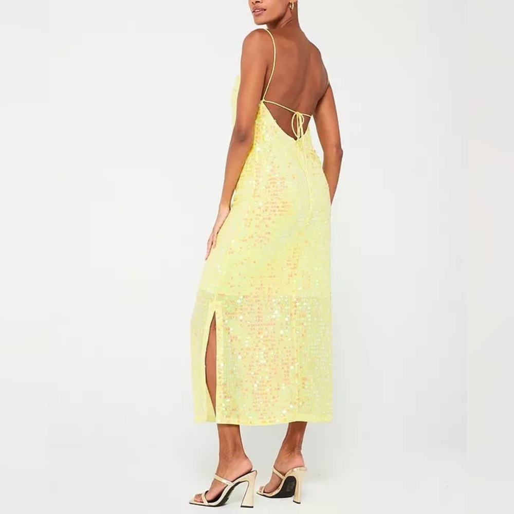 Hugo Boss Koniya Yellow Sequin Maxi Sheath Dress size 6